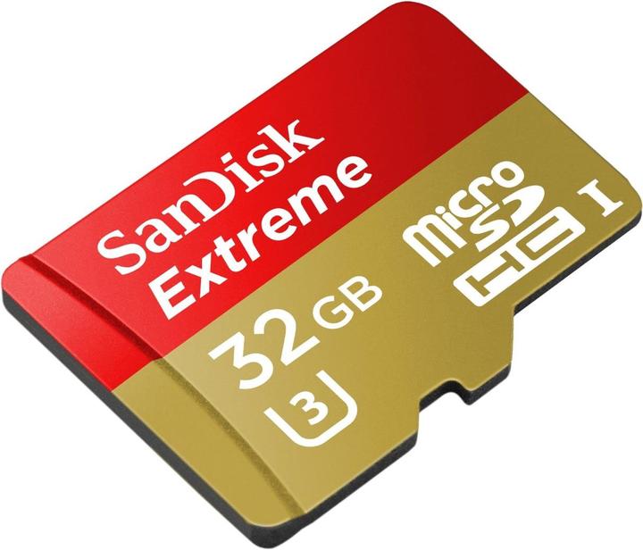 Immagine prodotto SanDisk Extreme microSDHC U3 con adattatore (32 GB, microSDHC, U3, UHS-I)