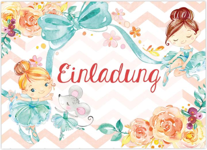 Actual product image Papierdrachen 12 Einladungskarten zum Geburtstag – Ballerina (12 pcs.)
