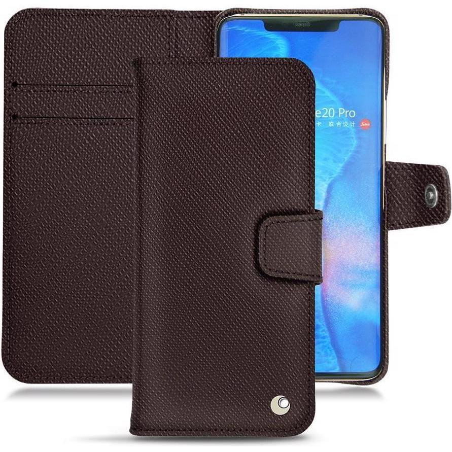 Noreve Lederschutzhülle Wallet (Huawei Mate 20 Pro), Smartphone Hülle, Braun