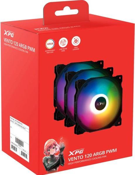 Actual product image Adata Fan XPG VENTO 120 (1*120mm ARGB Fan 3 pack) black retail (120 mm, 3x)