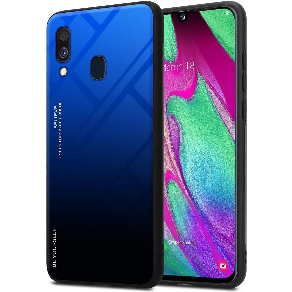 Cadorabo TPU 2 Farben Glas Cover (Samsung Galaxy A40), Smartphone Hülle, Schwarz