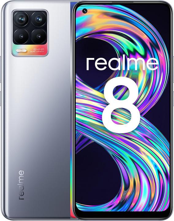 Produktbild realme 8 (128 GB, Cyber Silver, 6.40", Dual SIM, 4G)