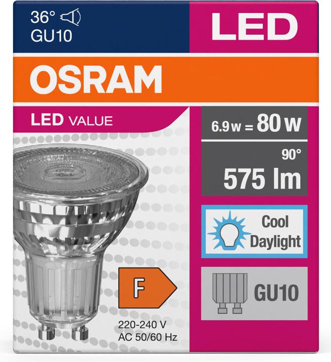 Produktbild Osram Led Value Par16 (GU10, 6.90 W, 575 lm, 1 x, F)