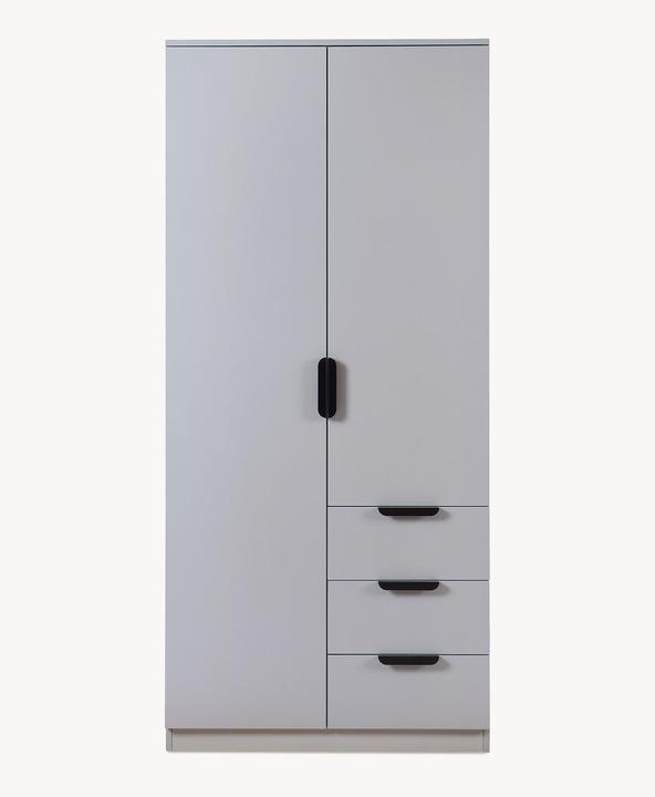 Produktbild En.Casa Kleiderschrank Eiselfing 176x80x52 cm 3 Schubladen Grau