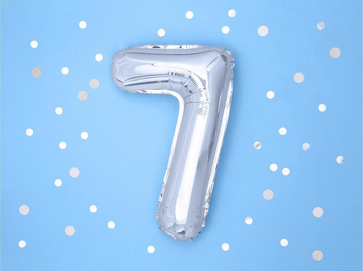 Produktbild Partydeco Zahlenballon 7 Alu Silber 35cm (1 x)