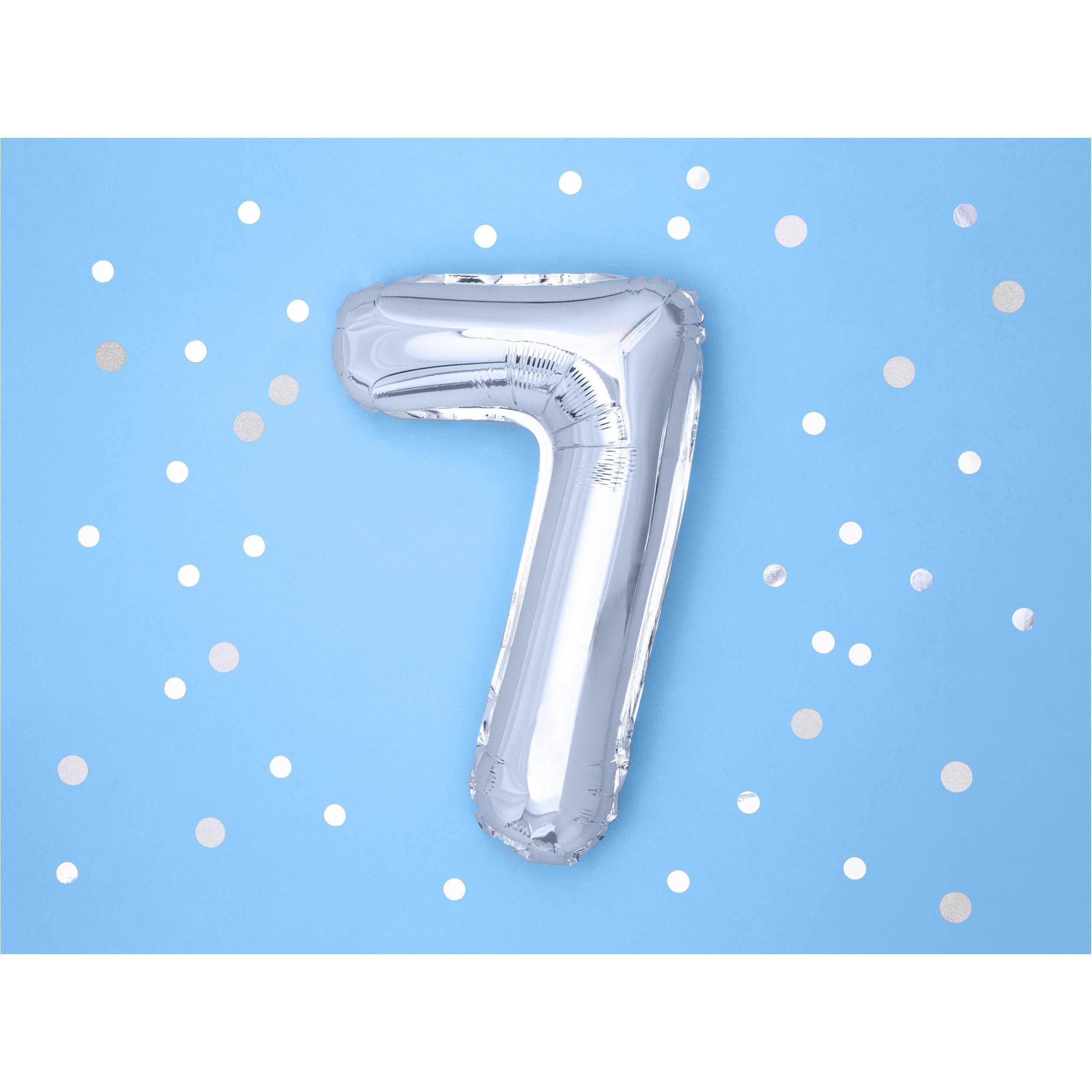 Thumbnail - Partydeco Zahlenballon 7 Alu Silber 35cm
