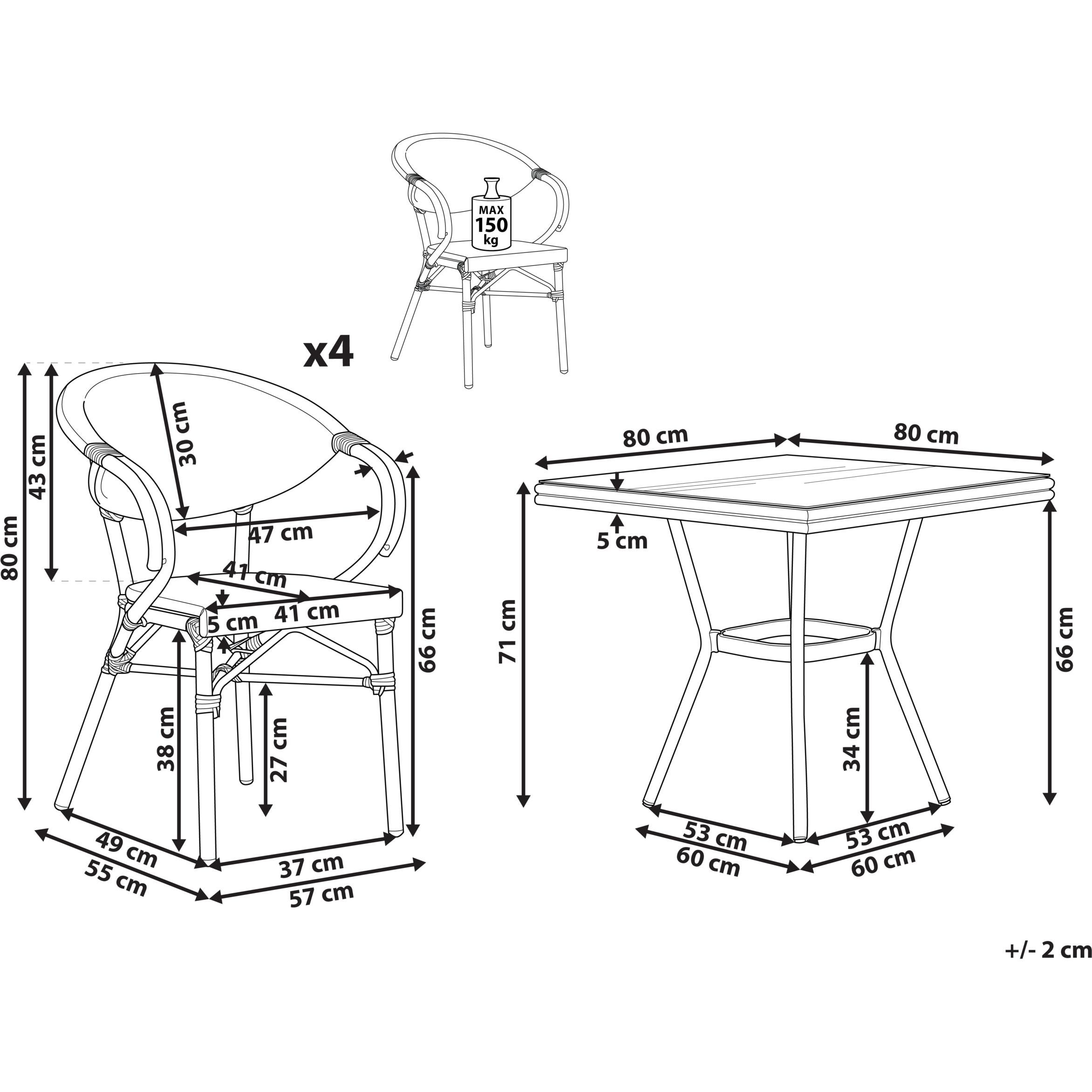 Thumbnail - Beliani, Gartentisch + Balkontisch, Caspri Ii (80 cm)