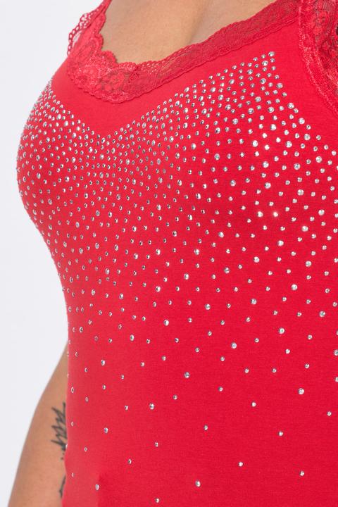 Produktbild Miamoda Top, ärmelloser Slim Fit, Glitzersteinchen, Spitze (48)
