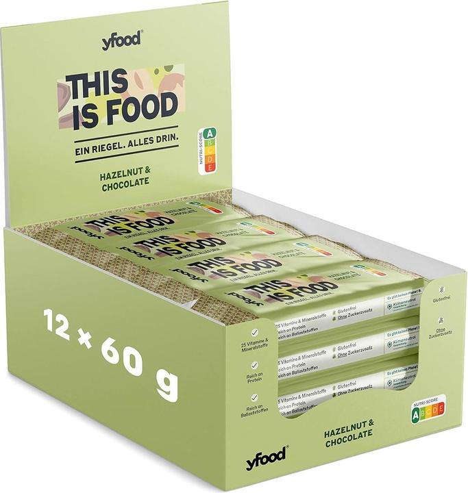 YFood Hazelnut & Chocolate (Haselnuss, Schokolade, 12 Stk., 720 g)