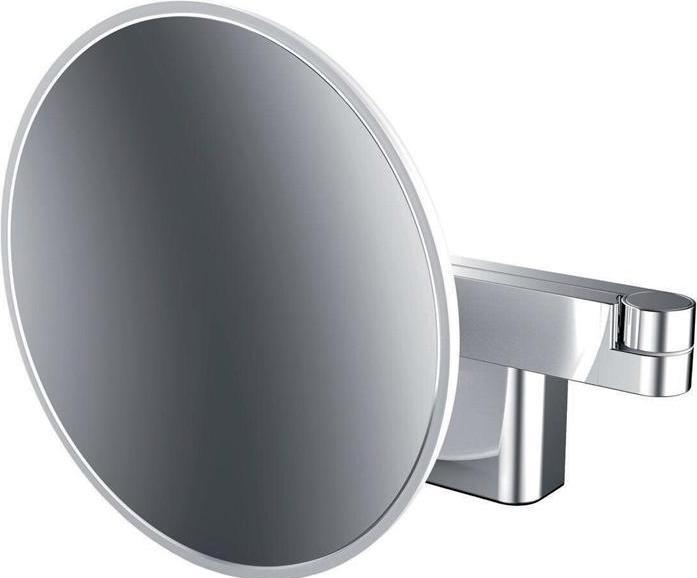 Emco LED shaving/cosmetic mirror EVO round, wall model, 2-arm 3-fold chrome