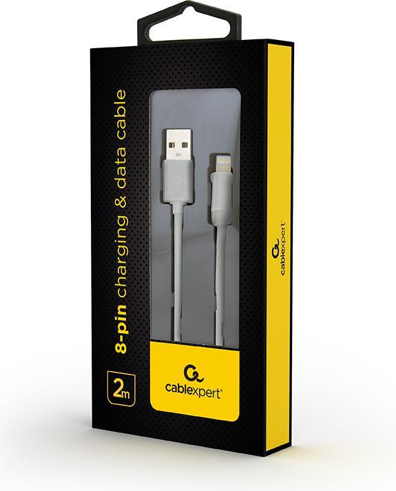 Actual product image Gembird CC-USB2-AMLM-2M-W - 2 m - Lightning - USB A - Male - Male - White (2 m, USB 2.0)