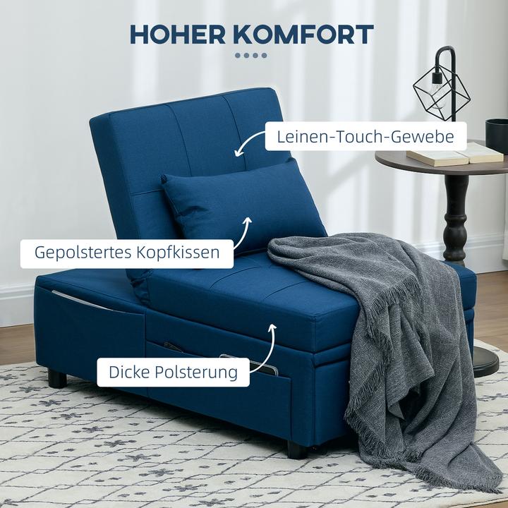 Immagine prodotto Homcom Schlafsessel Polyester, Schaumstoff Blau