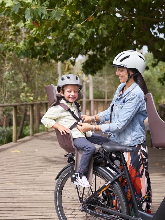 Actual product image bobike Exclusive Tour Plus LED - frame-mounted bike seat Cinnamon brown