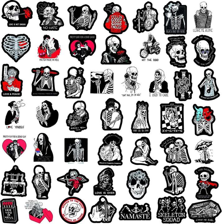 Image du produit JTI Autocollants - Motifs squelettes cools - 50 pièces