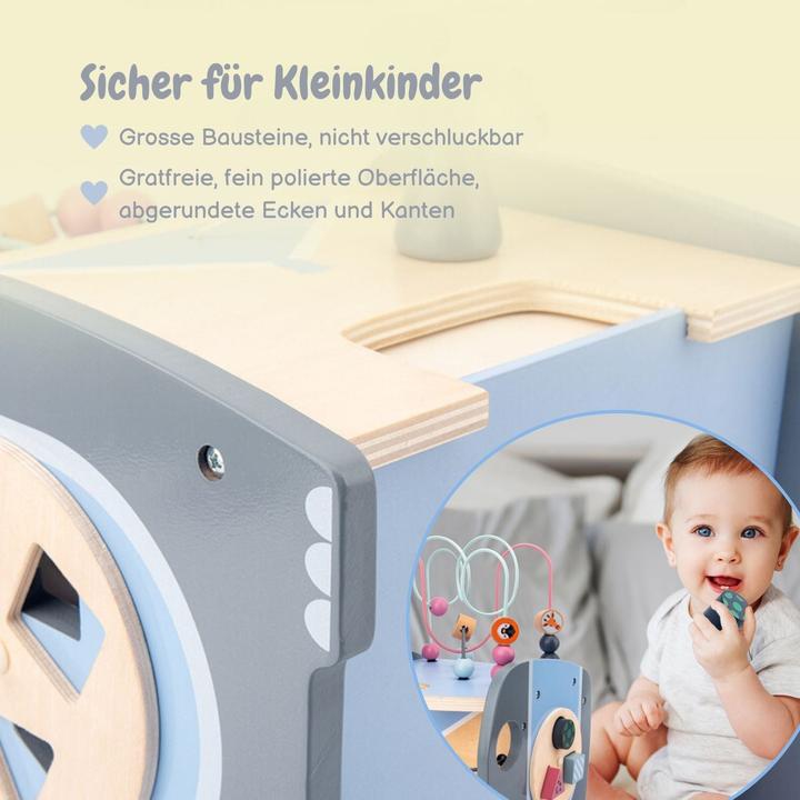 Produktbild Hermex 5in1 Aktivitäts-Holzwürfel für Kleinkinder Motorikwürfel Holzspielzeug