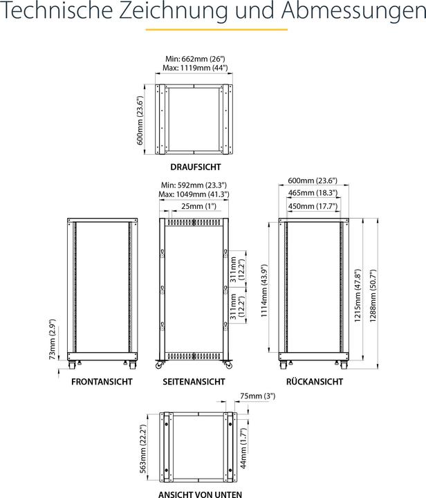 Actual product image StarTech open frame (25 RU, 19 inch rack)