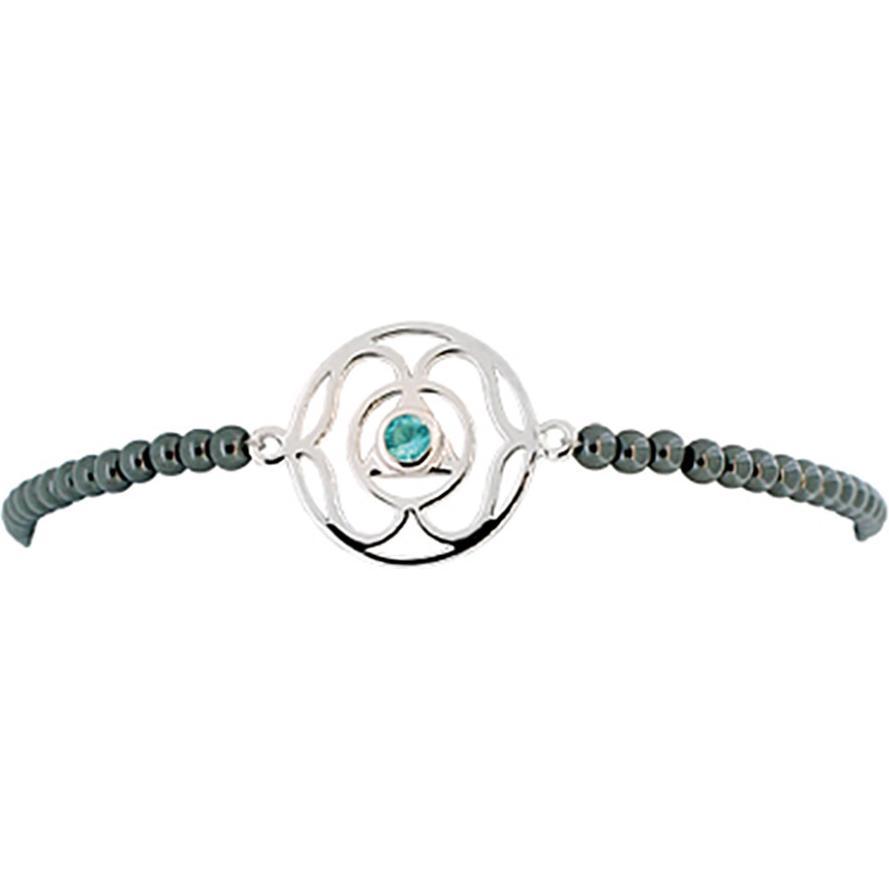 Viva Diva, Armschmuck, Stirn-Chakra Armband mit Hämatit 16-18 cm, (18 cm, 925 Sterling Silber)