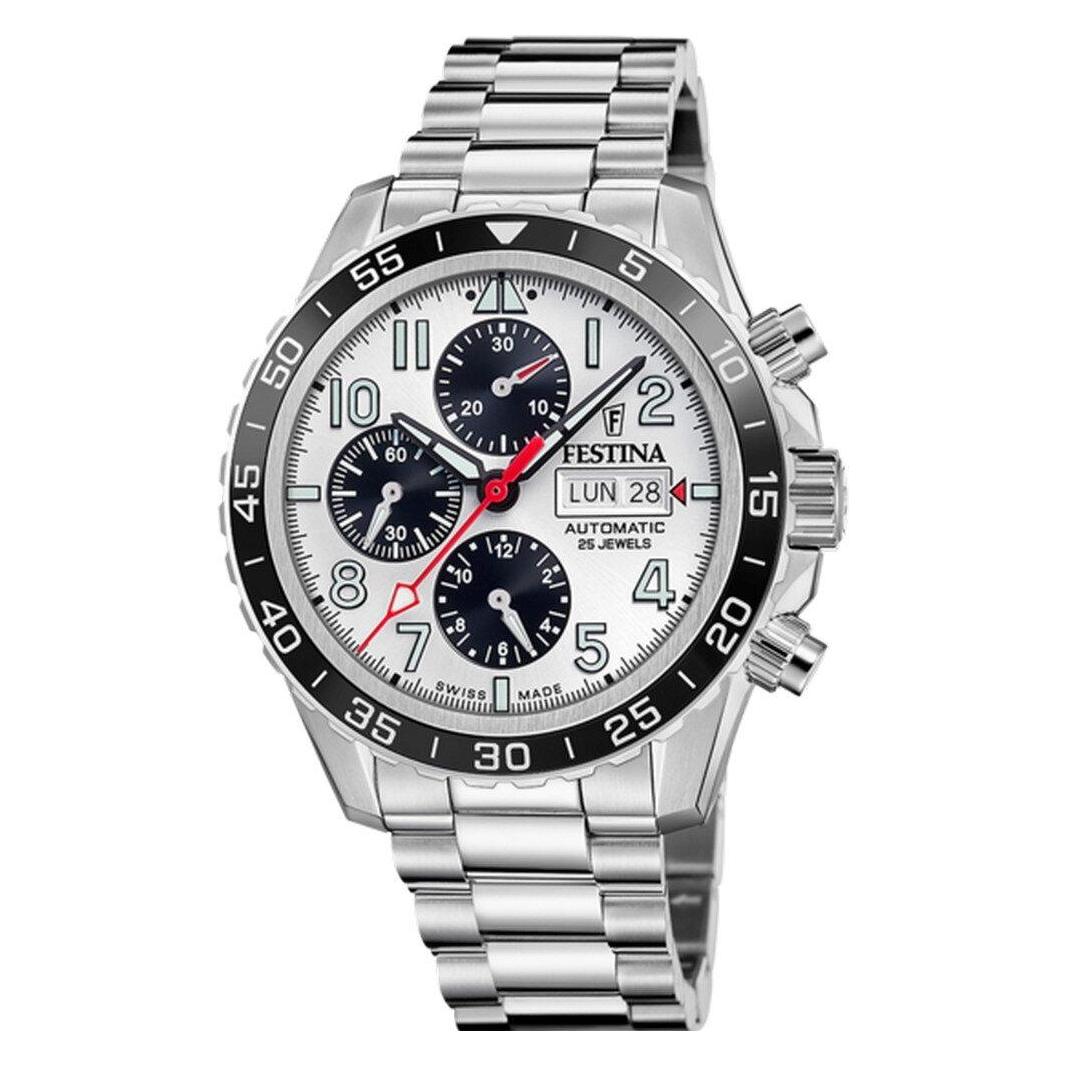 Festina, Armbanduhr, F20055/1 Automatik, Silber, (Swiss Made, 45.80 mm)