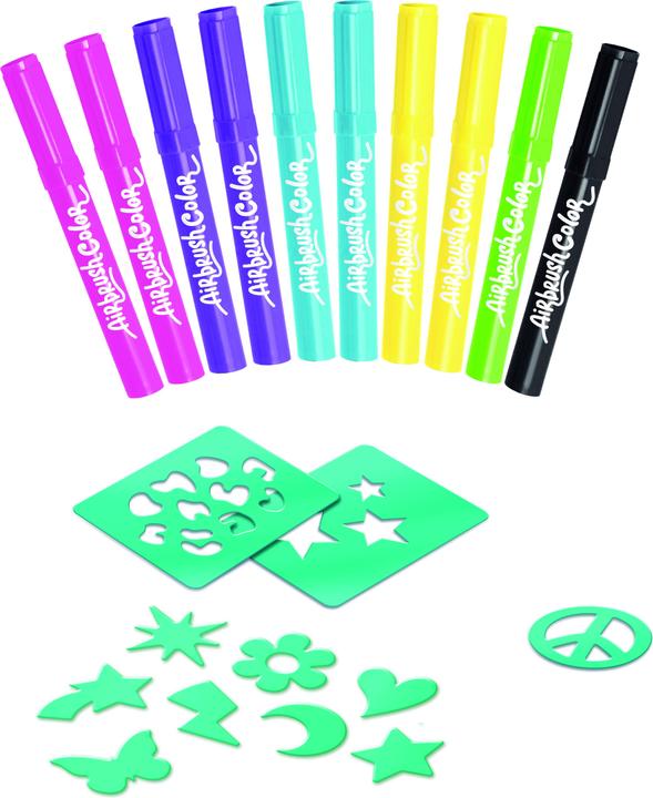 Image du produit Canal Toys Airbrush Plush - Kit de recharge 10 stylos (256) (Violet, Turquoise, Jaune, Vert, Noir, 10 x)