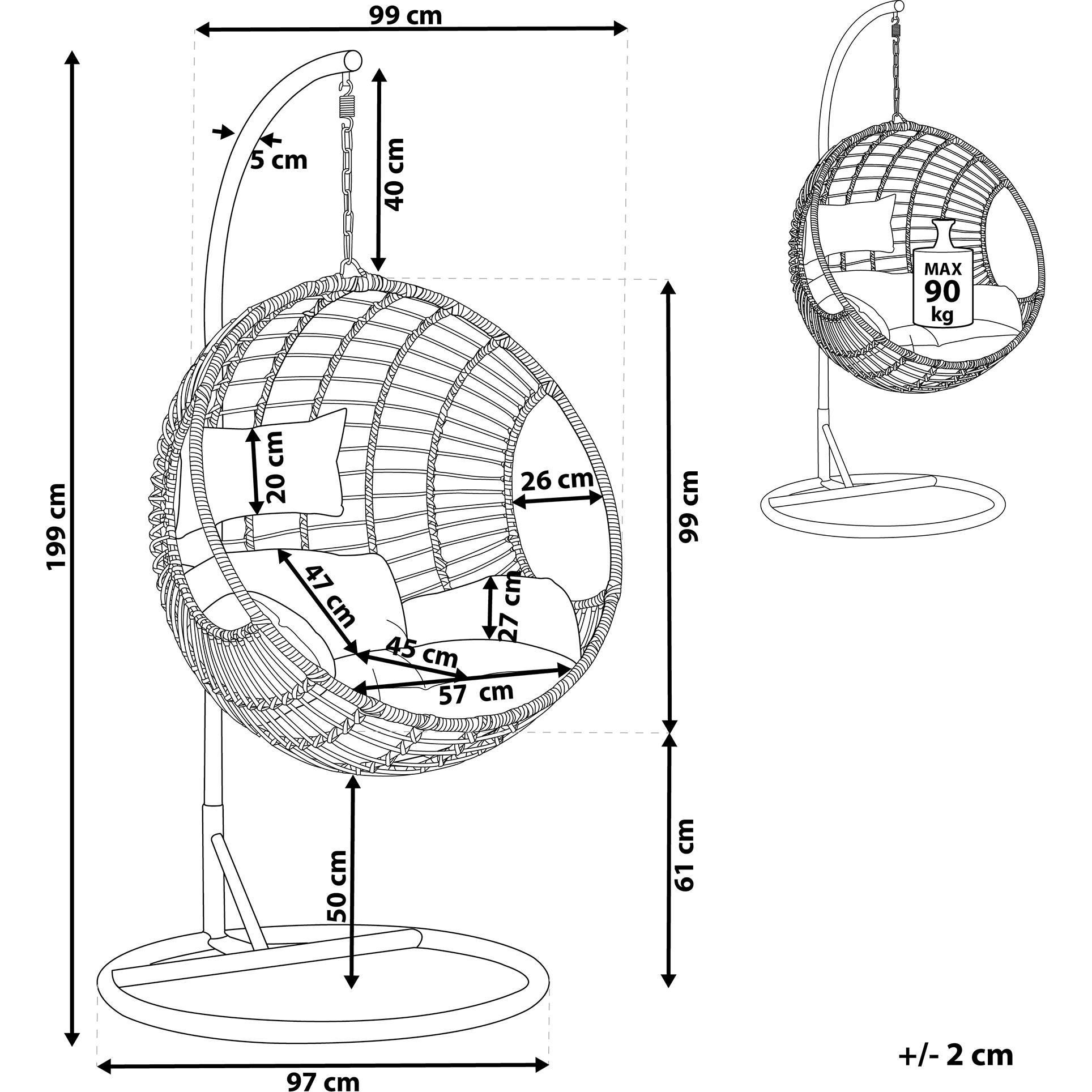 Thumbnail - Beliani, Hängematte, Aspio (90 kg)