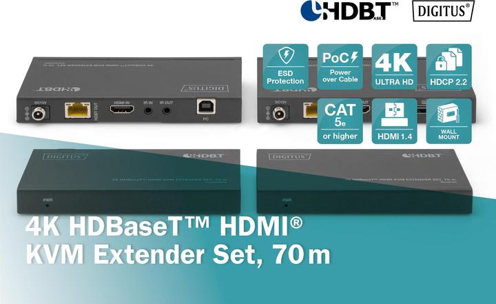 Produktbild Digitus 4K HDBaseT™ HDMI KVM Extender Set, 70 m