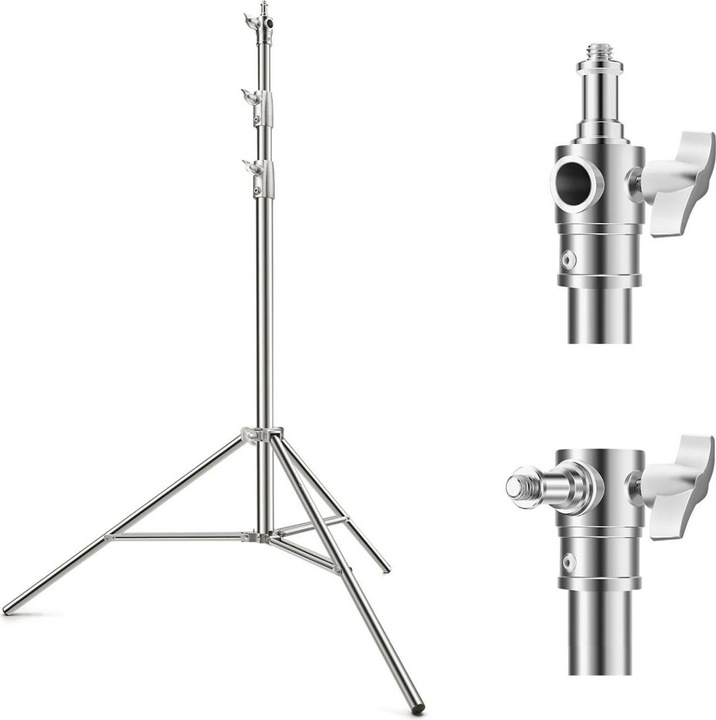 K&F Concept Supporto per luci fotografiche da 2,8 m Tampone a molla Supporto in acciaio inox per impieghi (10 kg)