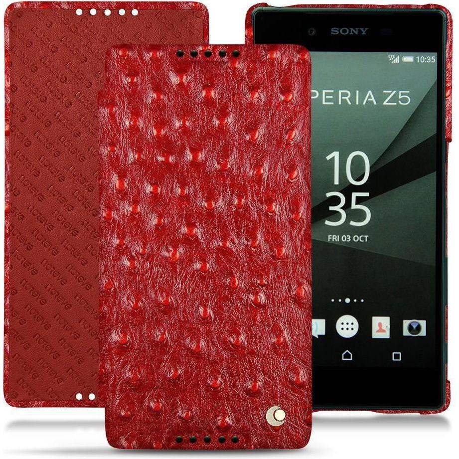 Noreve Lederschutzhülle horizontal (Sony Xperia Z5), Smartphone Hülle, Rot