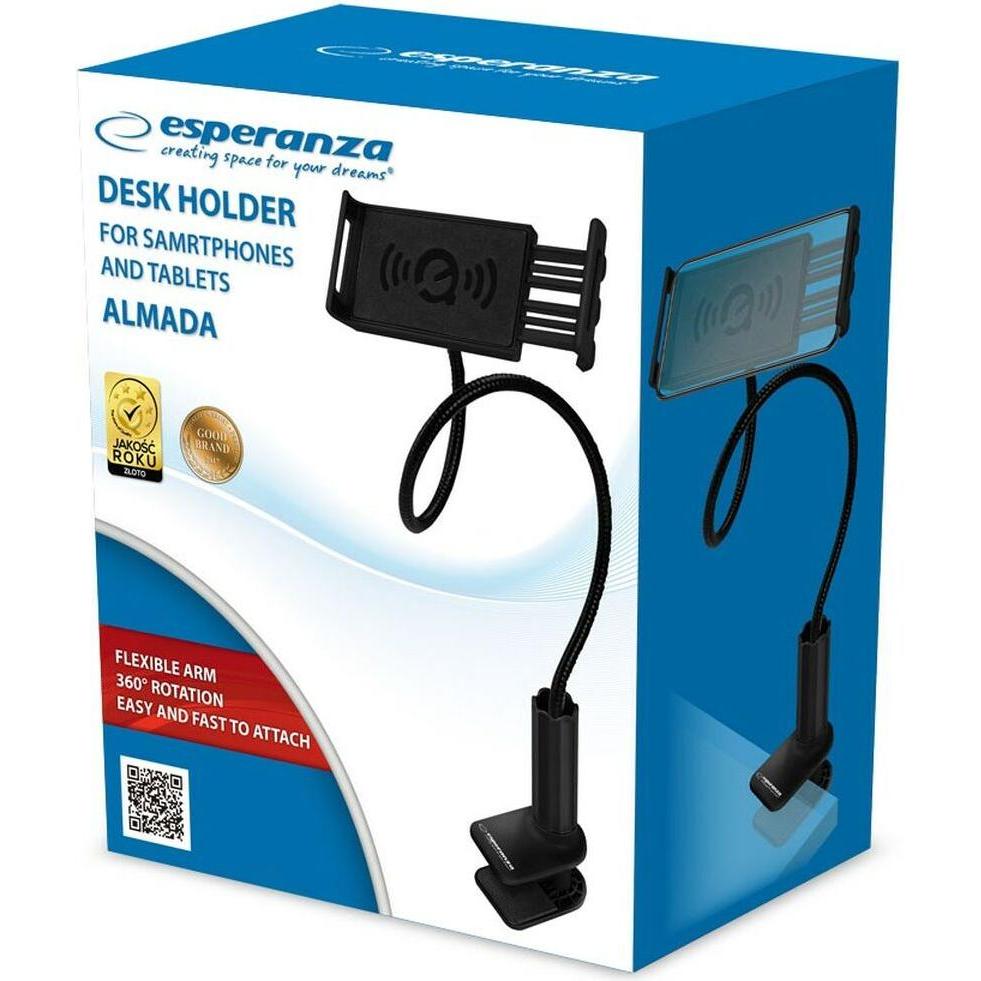 Thumbnail - Esperanza EMH142 Tischhalterung für Telefone/Tablets schwarz, Smartphone Halterung, Schwarz