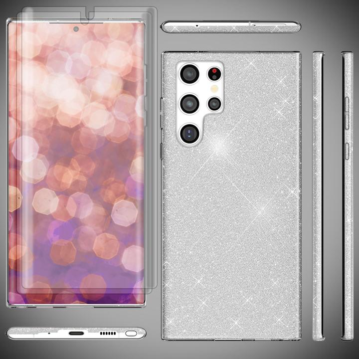 Produktbild Nalia Glitzer Silikon Hülle mit 2x Displayschutz (Samsung Galaxy S23 Ultra)
