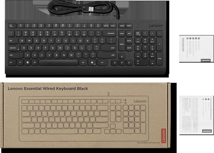 Actual product image Lenovo Essent.Wired Keyboard (US, Cable)