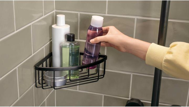 Produktbild tesa ALUXX BLACK Eck-Duschablage inkl. Klebelösung ohne Bohren (20.20 x 20.70 x 9.20 cm)