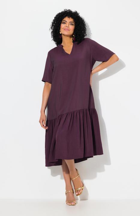 Produktbild Ulla Popken Midikleid, Volantsaum, A-Linie, V-Ausschnitt, Halbarm (46, 48)