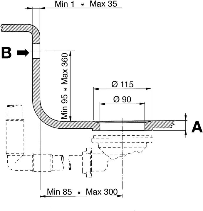 Produktbild Lira Abflussgarnitur mit abnehmbarem Grillrost und Überlauf