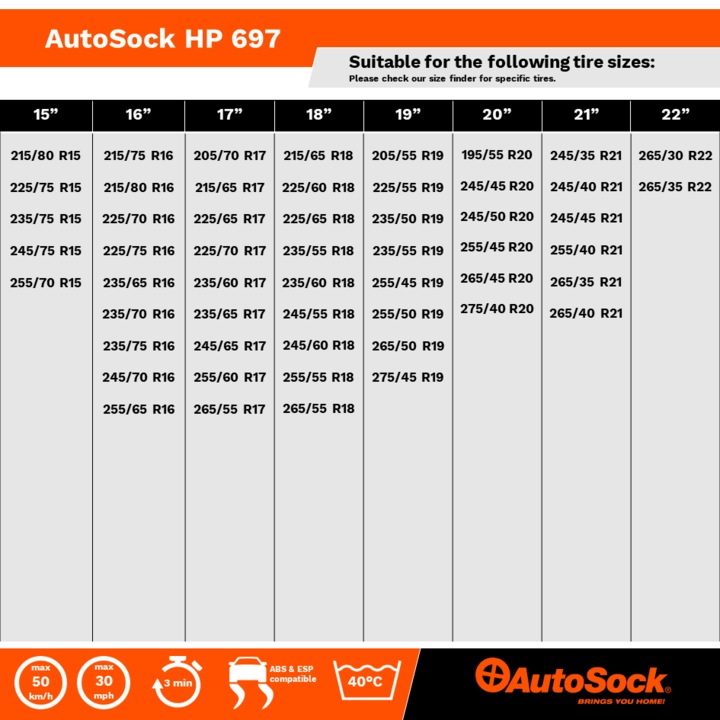 Actual product image Autosock HP 697