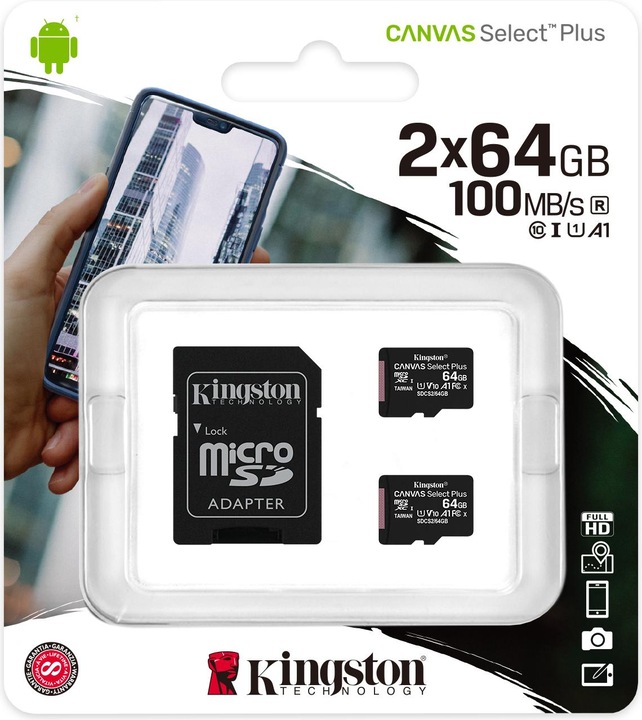 Produktbild Kingston Canvas Select Plus microSD 64GB (64 GB, microSDXC, U3, UHS-I)