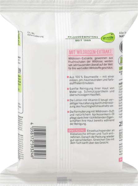 Actual product image dm alverde Organic Wild Rose Cleansing Wipes (Cleaning cloths)