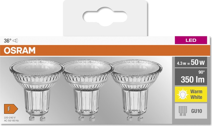 Produktbild Osram Led Base Par16 (GU10, 4.30 W, 350 lm, 3 x, F)