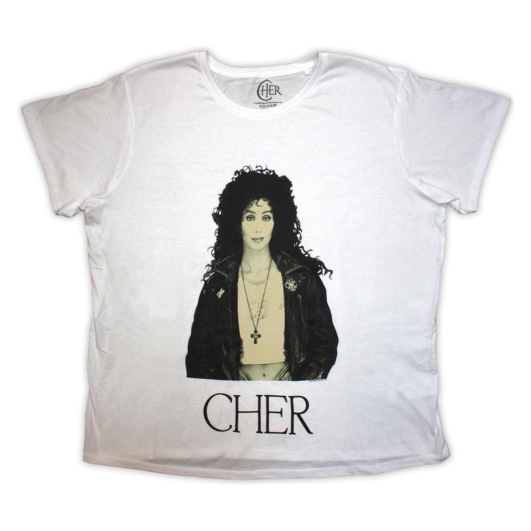 Cher, Damen, Shirts, Leather Jacket (Girlie), Weiss, (L)