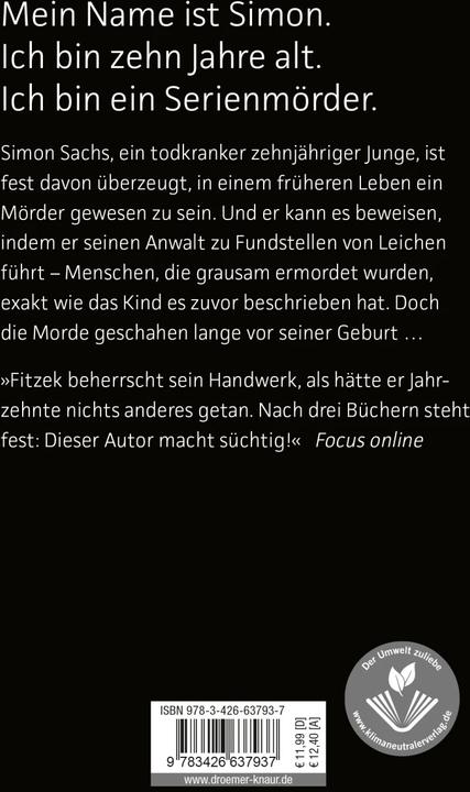 Image du produit Das Kind (Allemand, Sebastian Fitzek, 2009)
