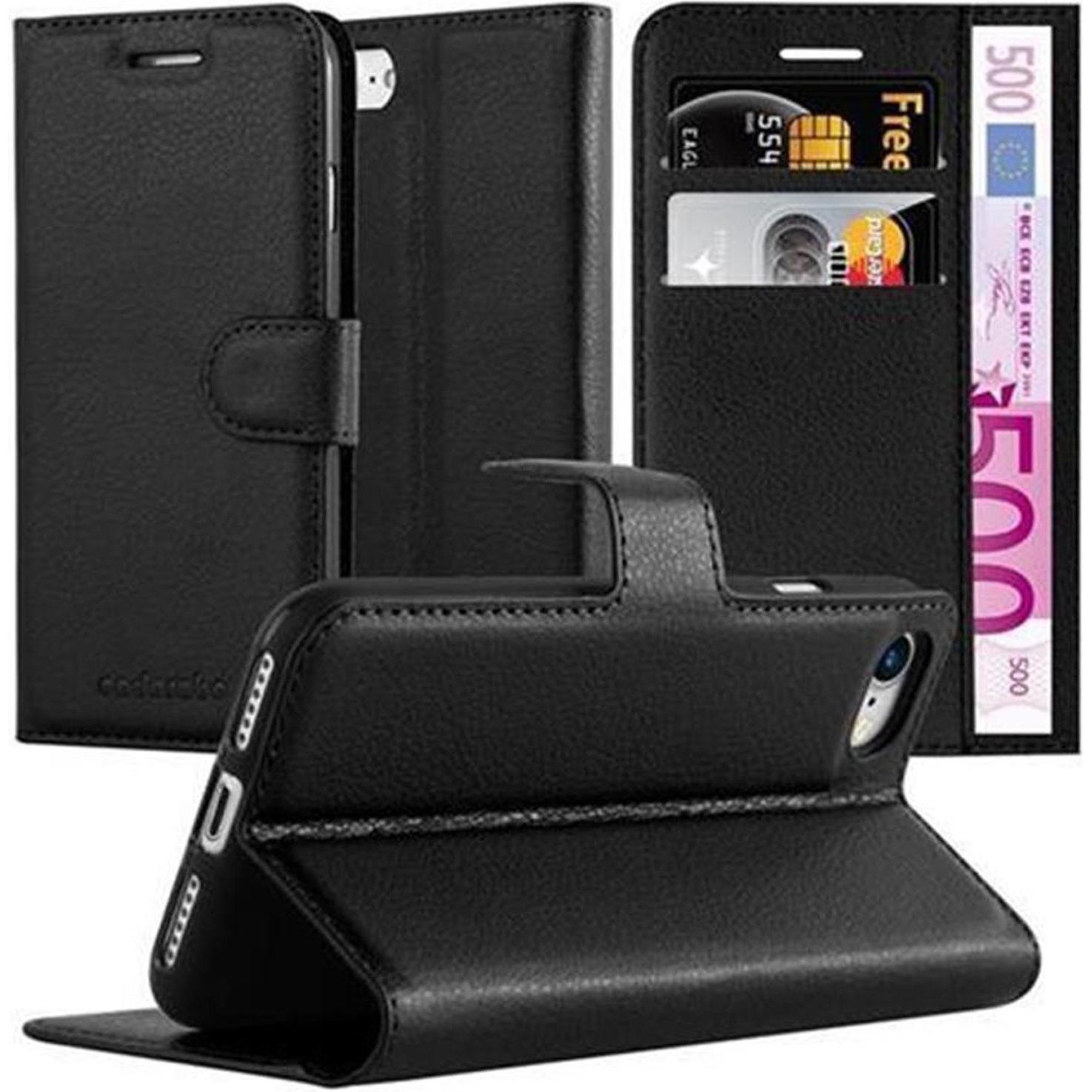 Cadorabo Book mit Standfunktion Cover (Apple iPhone SE (2nd Gen), Apple iPhone 7), Smartphone Hülle, Schwarz