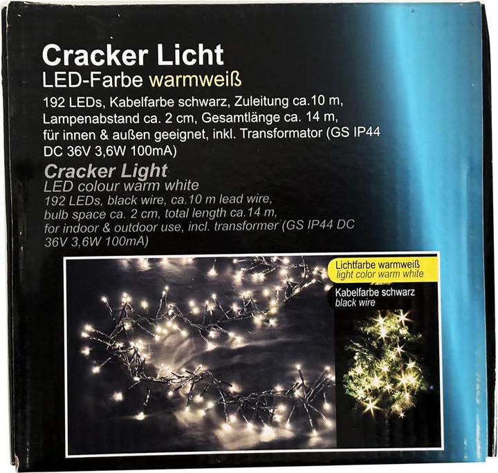 Actual product image Mojawo 192 Cracker fairy lights LEDs indoor and outdoor warm white (12 m)