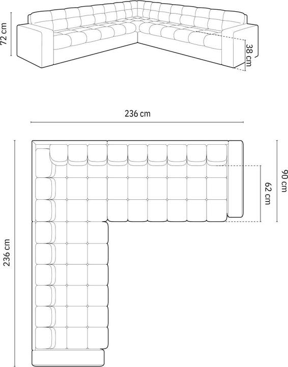 Actual product image CXL by Christian Lacroix Boucle Symmetrical Corner Sofa, "Yohan", 5 Seats, 236x236x72 Made in Europe (Corner sofa)