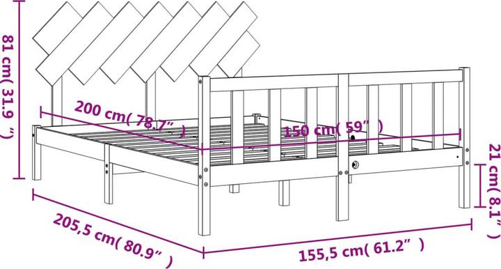 Actual product image vidaXL Bettrahmen (150 x 200 cm)