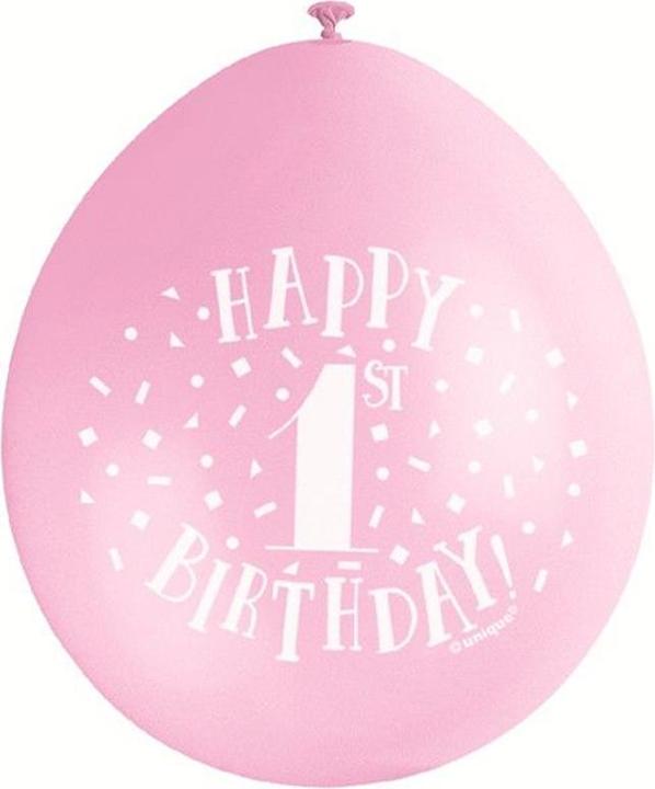 Unique Party Palloncini Per 1° Compleanno – 10 Palloncini In Lattice 23cm Con Scritta Happy 1st Birthday, Colori Assortiti