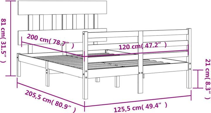 Actual product image vidaXL Bettrahmen (120 x 200 cm)