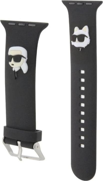Actual product image Karl Lagerfeld Pasek KLAWLSLKCNK Apple Watch 42/44/45mm czarny/black strap 3D Rubber Karl&Choupette (Plastic, Rubber, Silicon)