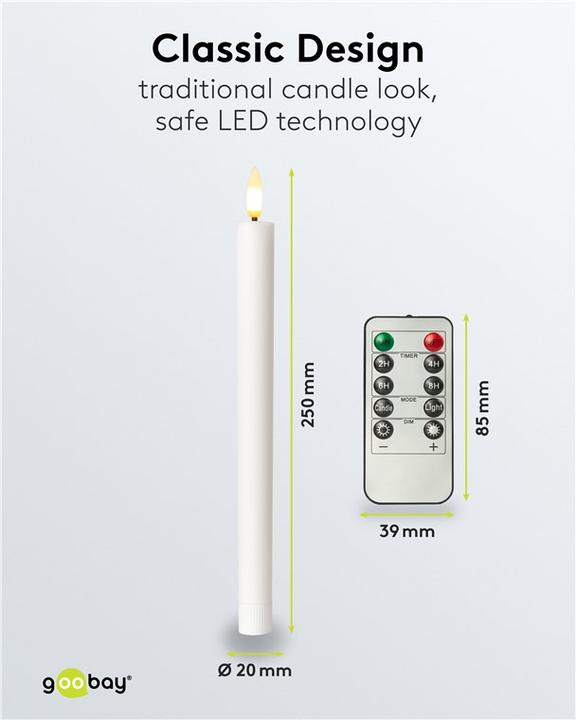 Image du produit Goobay Lot de 5 bougies bâton à LED en cire véritable (5 x)