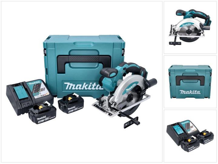 1x Parallelanschlag, 1x Makita MAKPAC, 1x Universaleinlage, 1x Makita DSS 610 18 V Li-ion Akku Handkreissäge, 1x Makita Ladegerät DC 18 RC, 2x Makita BL 1840 B Akku