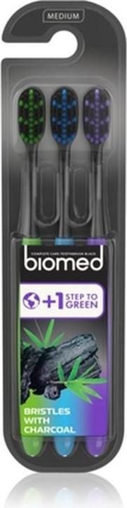 Biomed Schwarze Holzkohle-Zahnbürste - mittlere Borste, 3er Pack (Mittel, 3 x)
