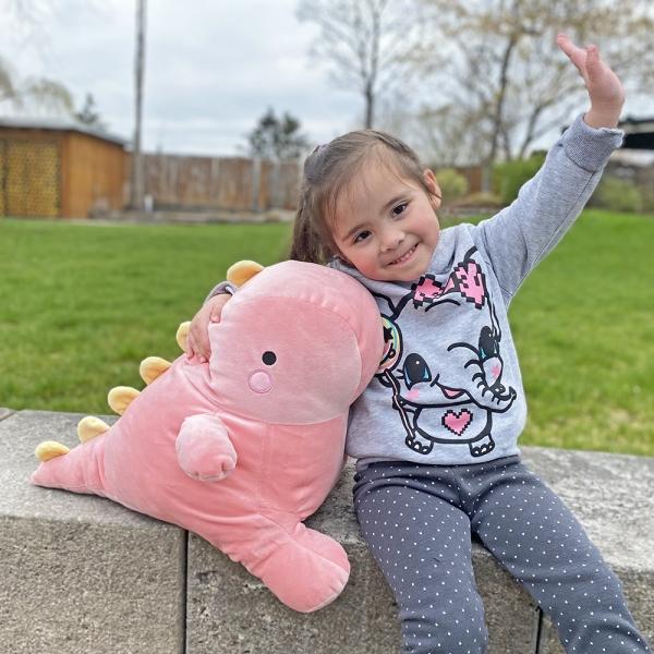 Actual product image Kögler Super soft plush dino, pink, 40x34x34 cm (40 cm)